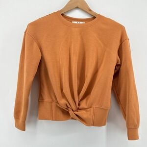 MAGASCHONI Long-Sleeve Scuba Twisted-Front‎ Top Sweatshirt Size XS Rust